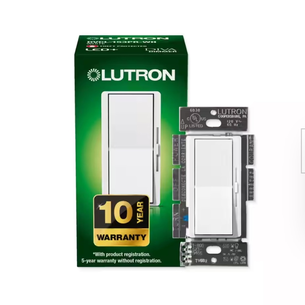 Lutron Diva Led+ dimmer switch with wall plate